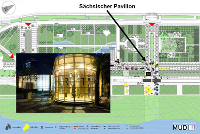 The German-Chinese Promenade in Wuhan in 2009 with its Saxon pavilion. The German-Chinese Promenade in Wuhan in 2009 with its Saxon pavilion.