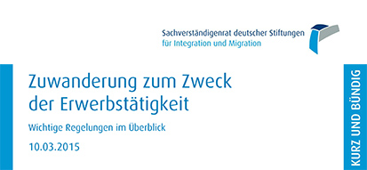 Cover of the Information »Immigration for the purpose of gainful employment – Important regulations at a glance« which is only available in German Cover of the Information »Immigration for the purpose of gainful employment – Important regulations at a glance« which is only available in German