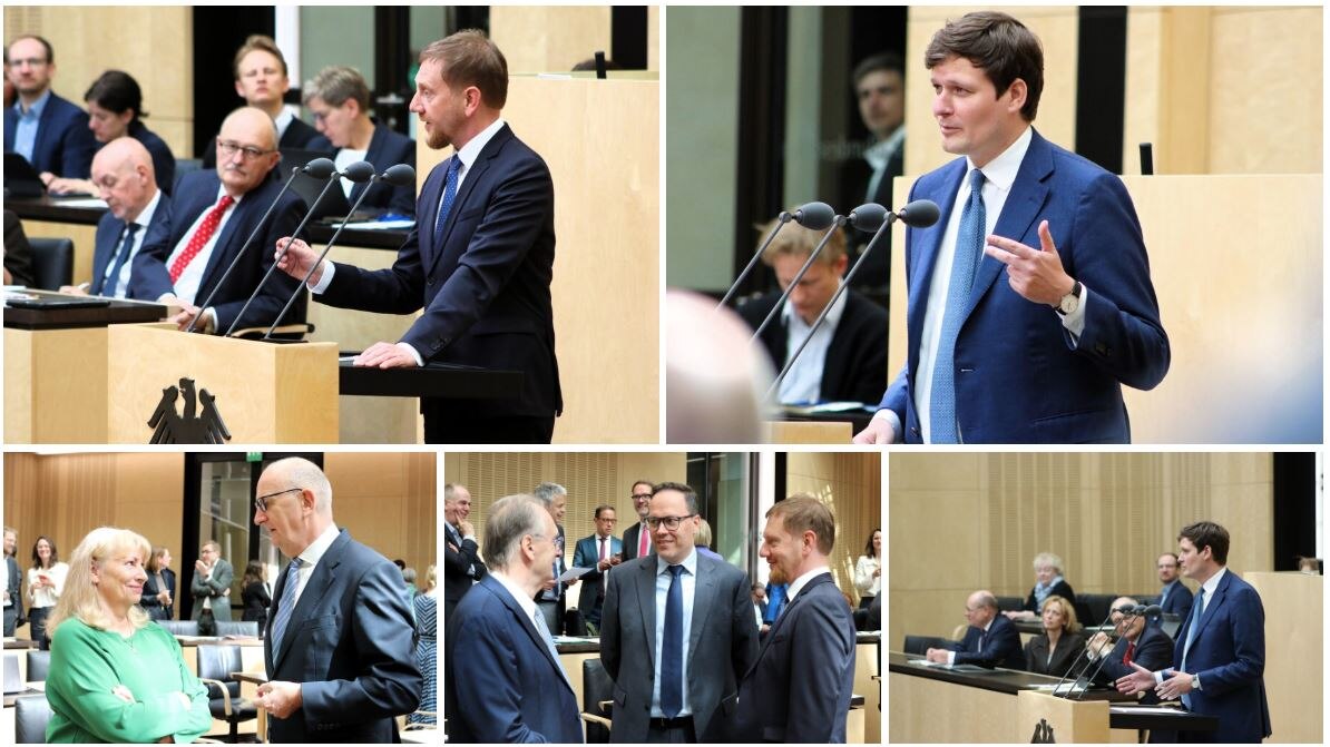 Männer und Frauen während der Bundesratssitzung in Berlin.