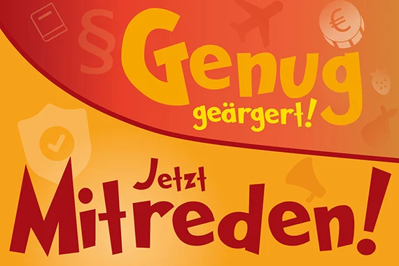 Ein Flyer mit der Aufschrift jetzt mitreden