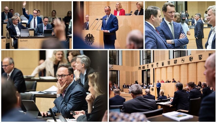 Eine Collage aus Eindrücken aus der 1056. Bundesratssitzung.